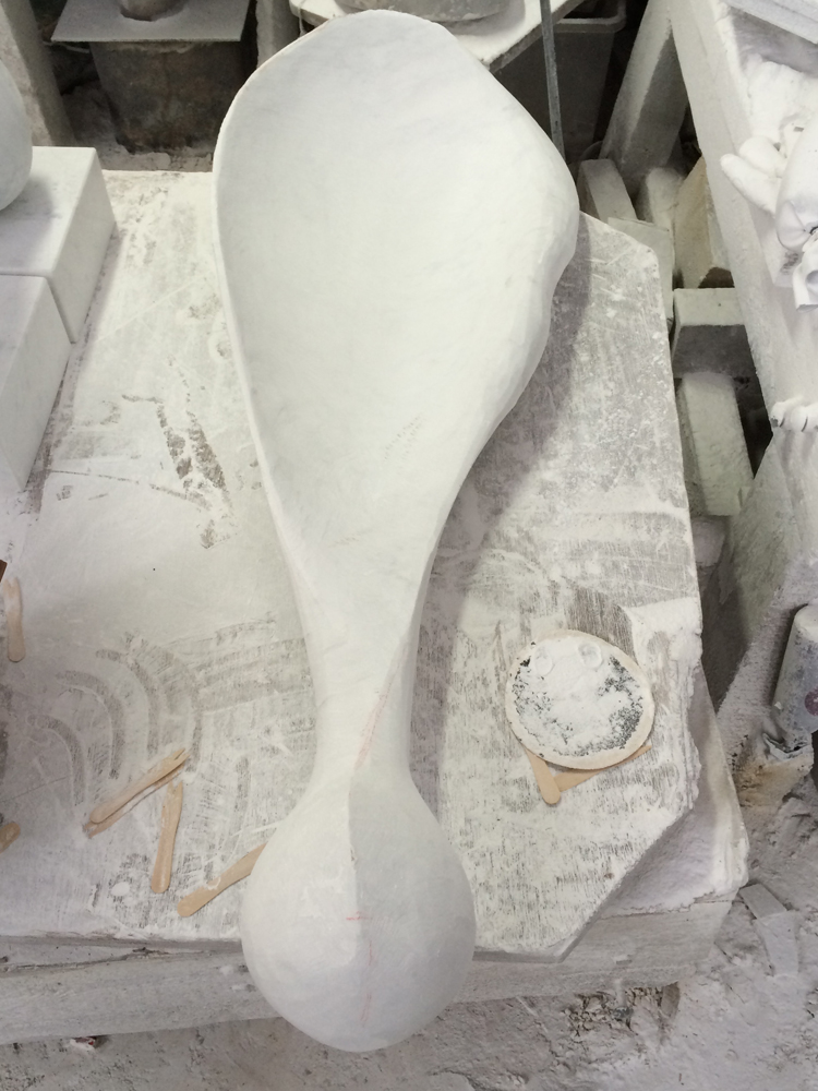 Angel Wing, Carrara marble by Mel Fraser, contemporary stone sculpture