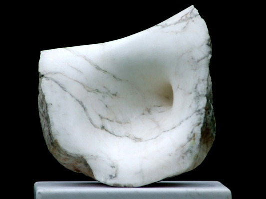 Evolution, white alabaster, by Mel Fraser, contemporary stone sculpture