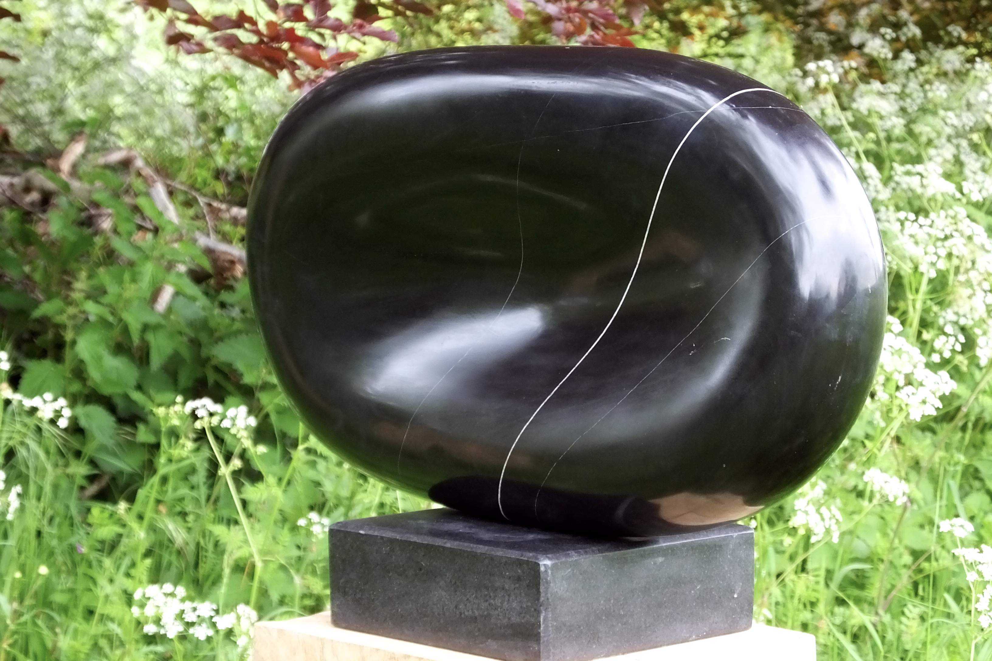 Nebula II, Belgian black marble by Mel Fraser, contemporary stone sculpture