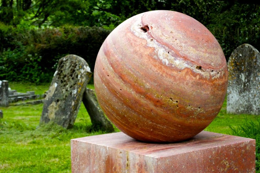 Squaring the Circle, Persian travertine, by Mel Fraser, contemporary stone sculpture