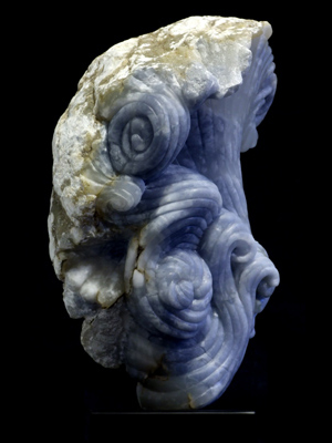 La Tempesta III, blue alabaster, by Mel Fraser, contemporary stone sculpture
