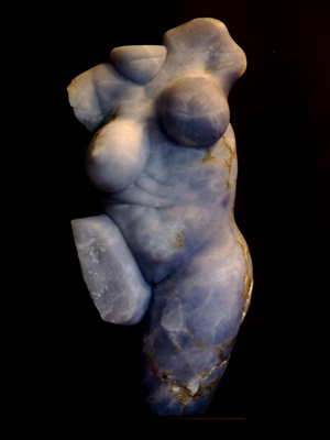 Rubenesque Torso III, blue alabaster, by Mel Fraser, contemporary stone sculpture