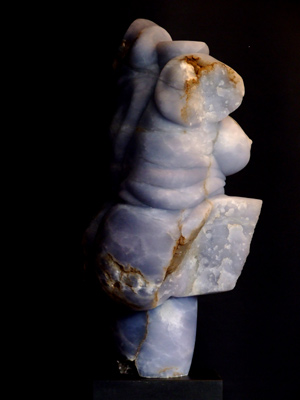Rubenesque Torso III, blue alabaster, by Mel Fraser, contemporary stone sculpture