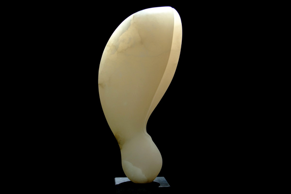 Wings of Desire, white alabaster, by Mel Fraser, contemporary stone sculpture