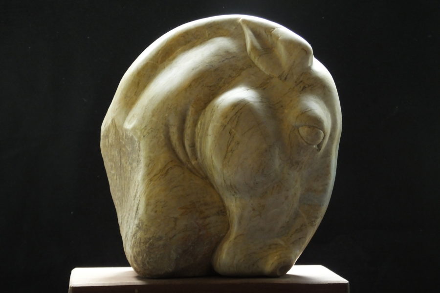 Horse Head II, serpentine, by Mel Fraser, contemporary stone sculpture