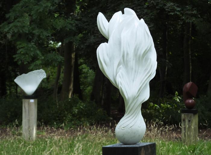 Fiamma, Carrara marble at Mel's Open Studio, by Mel Fraser, contemporary stone sculpture